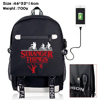 Stranger Things USB charging laptop backpack school bag