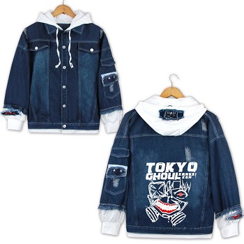 Tokyo ghoul anime fake two pieces denim jacket hoodie cloth