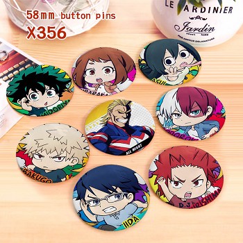 My Hero Academia anime brooches pins set(8pcs a set)