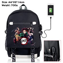 Demon Slayer anime USB charging laptop backpack school bag