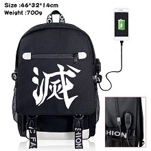 Demon Slayer anime USB charging laptop backpack sc...