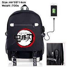 Demon Slayer anime USB charging laptop backpack sc...