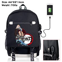 Demon Slayer anime USB charging laptop backpack sc...