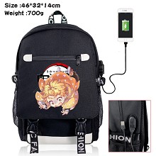 Demon Slayer anime USB charging laptop backpack sc...