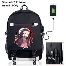 Demon Slayer anime USB charging laptop backpack sc...