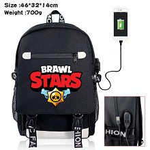 Brawl Stars game USB charging laptop backpack scho...