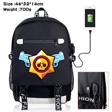 Brawl Stars game USB charging laptop backpack scho...