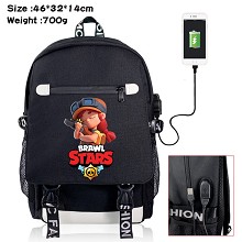 Brawl Stars game USB charging laptop backpack scho...