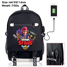 Brawl Stars game USB charging laptop backpack scho...