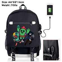 Brawl Stars game USB charging laptop backpack scho...