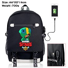 Brawl Stars game USB charging laptop backpack scho...