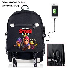 Brawl Stars game USB charging laptop backpack scho...