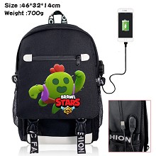 Brawl Stars game USB charging laptop backpack school bag