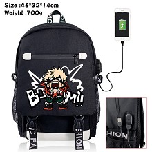 My Hero Academia anime USB charging laptop backpac...