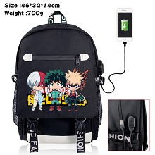 My Hero Academia anime USB charging laptop backpack school bag