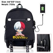 My Hero Academia anime USB charging laptop backpac...