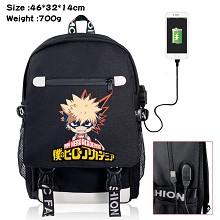 My Hero Academia anime USB charging laptop backpack school bag