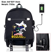 My Hero Academia anime USB charging laptop backpack school bag