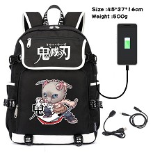 Demon Slayer anime USB charging laptop backpack sc...