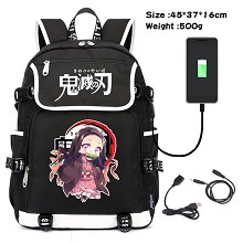 Demon Slayer anime USB charging laptop backpack sc...