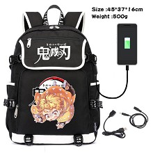 Demon Slayer anime USB charging laptop backpack school bag