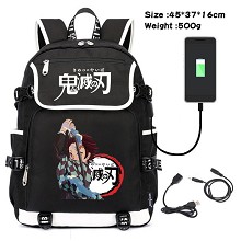 Demon Slayer anime USB charging laptop backpack sc...