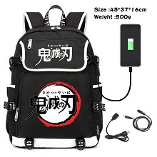 Demon Slayer anime USB charging laptop backpack sc...