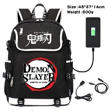 Demon Slayer anime USB charging laptop backpack school bag