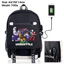 Undertale game USB charging laptop backpack school...