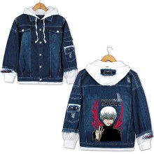 Tokyo ghoul anime fake two pieces denim jacket hoo...