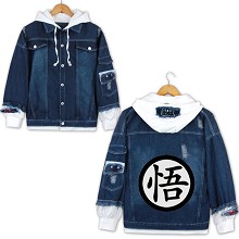 Dragon Ball anime fake two pieces denim jacket hoo...