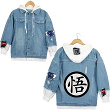 Dragon Ball anime fake two pieces denim jacket hoo...