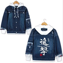 Attack on Titan anime fake two pieces denim jacket...