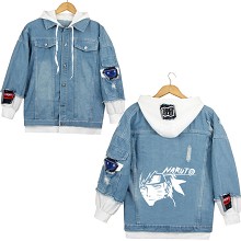 Naruto anime fake two pieces denim jacket hoodie c...