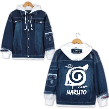 Naruto anime fake two pieces denim jacket hoodie c...