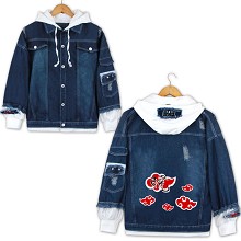 Naruto anime fake two pieces denim jacket hoodie c...