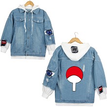 Naruto anime fake two pieces denim jacket hoodie c...