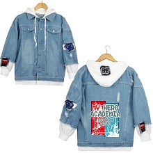 My Hero Academia anime fake two pieces denim jacket hoodie cloth