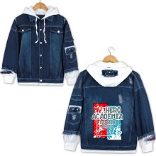 My Hero Academia anime fake two pieces denim jacket hoodie cloth