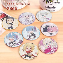 Re:Life in a different world from zero anime brooches pins set(8pcs a set)