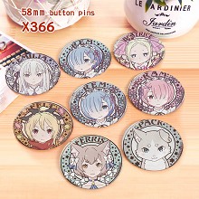 Re:Life in a different world from zero anime brooches pins set(8pcs a set)