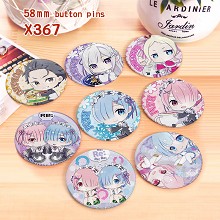 Re:Life in a different world from zero anime brooches pins set(8pcs a set)