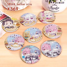Re:Life in a different world from zero anime brooches pins set(8pcs a set)