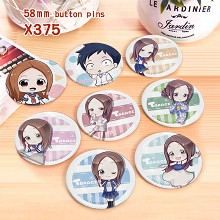 Teasing Master Takagi-san anime brooches pins set(8pcs a set)