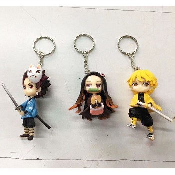 Demon Slayer anime figure doll key chains set(3pcs a set)