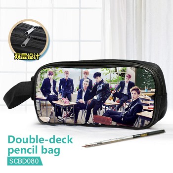 BTS star double deck pencil bag pen bag