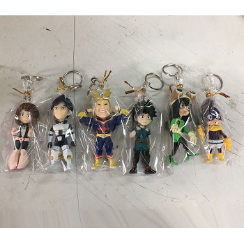 My Hero Academia anime figure doll key chains set(6pcs a set)