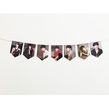 BTS star hanging flag album return photo poster hanging pictures(7pcs a set+rope)