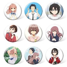 The Shape of Voice anime brooches pins set(9pcs a set)