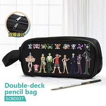 One Piece anime double deck pencil bag pen bag